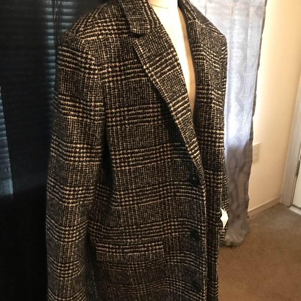 Black And White Notch Color Longline Coat